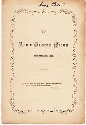 TO ANNIE GRISCOM BROWN, DECEMBER 26th, 1860