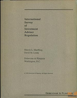 Seller image for INTERNATIONAL SURVEY OF INVESTMENT ADVISER REGULATION for sale by La Memoire du Droit