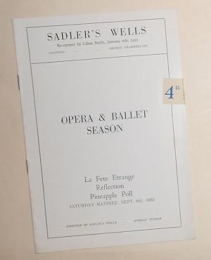 Seller image for Sadler's Wells Theatre Ballet at Sadler's Wells - Programme September 6th 1952 - La Fete Etrange - Reflection - Pineapple Poll for sale by David Bunnett Books