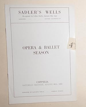 Seller image for Sadler's Wells Theatre Ballet at Sadler's Wells - Programme Matinee August 30th 1952 - Coppelia for sale by David Bunnett Books