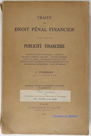 Traité de droit pénal financier, Tome Second Publicité financière