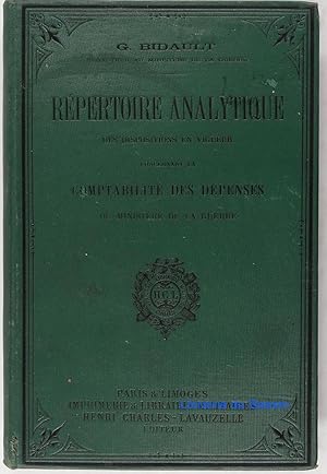 Répertoire analytique des dispositions en vigueur concernant la comptabilité des dépenses du Mini...