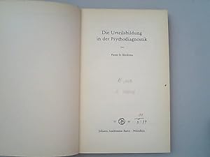 Seller image for Die Urteilsbildung in der Psychodiagnostik. for sale by Antiquariat Bookfarm