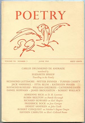 Bild des Verkufers fr Poetry: Volume CVI, Number 3, June 1965 zum Verkauf von Between the Covers-Rare Books, Inc. ABAA