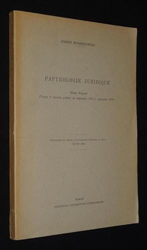 Seller image for Papyrologie juridique. 20e rapport (Textes et travaux publis de septembre 1976  septembre 1979 for sale by Abraxas-libris