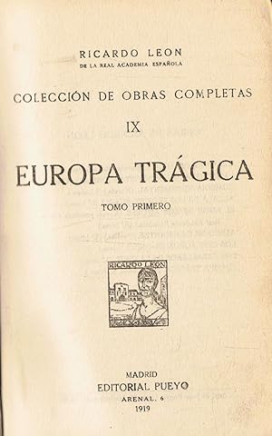 Imagen del vendedor de Obras Completas. Tomos IX, X, XI. EUROPA TRGICA. 3 Tomos a la venta por Librera Torren de Rueda