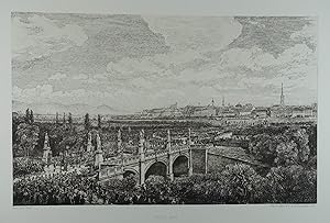 Einzug der Kaiserin Elisabeth über die Elisabethbrücke in Wien 1854. Photogravure von P. Paulusse...