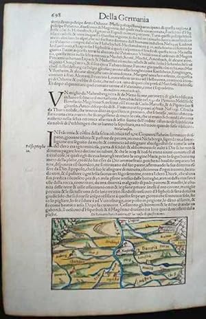 Della Germania. Handkolorierter, Original Holzschnitt von Sebastian Münster um 1575