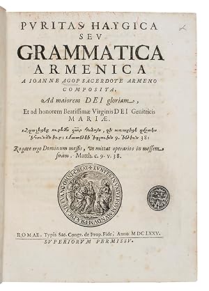 Puritas Haygica seu grammatica Armenica .Rome, Sacrae Congretationis de Propaganda Fide, 1675. Wi...