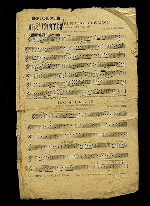 Seller image for Quel Bonheur! Quelle Joie! | Dans La Rue | Oh! Mon Enfant | Salade Printanire | Je Cherche Aprs Titine | Elle Avait une Coccinelle [Musicians Vintage Violin, Mandoline, Accordion Piano Sheet Music] for sale by Little Stour Books PBFA Member