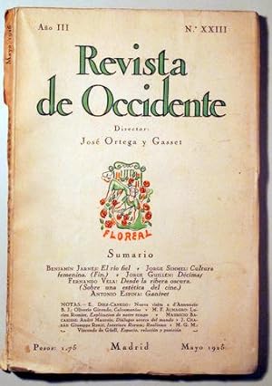 Bild des Verkufers fr REVISTA DE OCCIDENTE. AO III. N XXIII - Madrid 1925 zum Verkauf von Llibres del Mirall