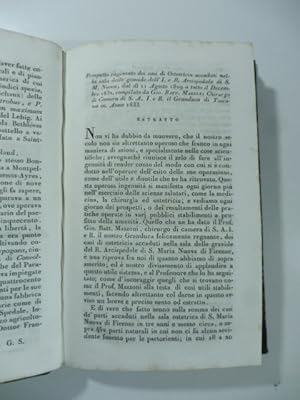 Prospetto ragionato dei casi di ostetricia accaduti nella sala delle gravide dell'Ospedale di S. ...