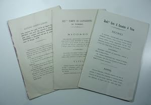 Ecc.ma corte di cassazione Torino. Ricorso delli Giacomo, Bartolomeo e Antonietta Traverso. resid...