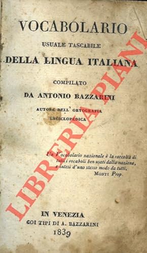 Seller image for Vocabolario usuale tascabile della lingua italiana. for sale by Libreria Piani