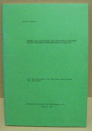 Bild des Verkufers fr Skizze der Geschichte des Esperanto-Verbandes in der Deutschen Demokratischen Republik. zum Verkauf von Nicoline Thieme
