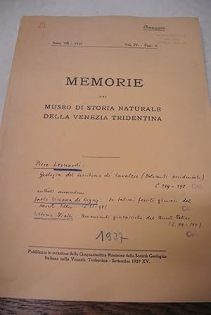 Image du vendeur pour Memoire del Museo di Storia Naturale della Venezia Tridentina. Anno VII - 1937. Vol. IV, Fasc. 2. mis en vente par Antiquariat Bookfarm