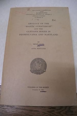 Immagine del venditore per Geology of the "Martic Overthrust" and the Glenarm Series in Pennsylvania and Maryland. venduto da Antiquariat Bookfarm