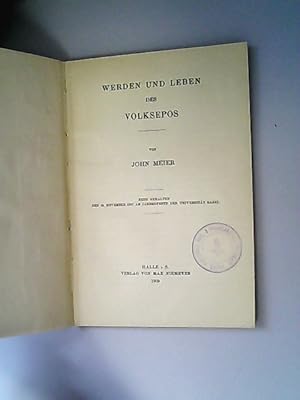 Bild des Verkufers fr Werden und Leben des Volksepos. Rede gehalten den 15. November 1907 am Jahresfeste der Universitt Basel. zum Verkauf von Antiquariat Bookfarm