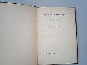 Imagen del vendedor de Die Einheit der Psychologie und das Problem des Mikropsychischen. a la venta por Antiquariat Bookfarm