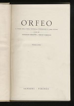 Orfeo. Il tesoro della lirica universale interpretato in versi italiani.