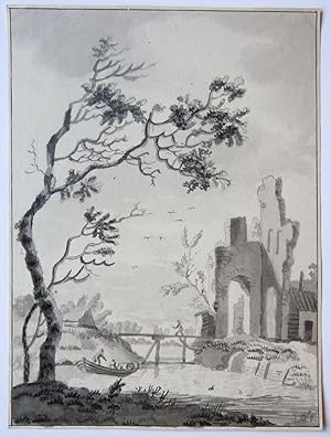 River landscape with ruins (Rivierlandschap met ruine).
