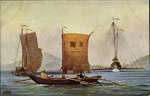 Bild des Verkufers fr Knstler Ansichtskarte / Postkarte Rave, Chr., Marinegalerie Nr 126, Segelboot an der Kste von Manilla zum Verkauf von akpool GmbH