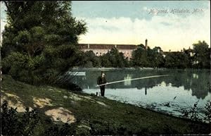 Ansichtskarte / Postkarte Hillsdale Michigan USA, Millpond, Teichpartie, Angler