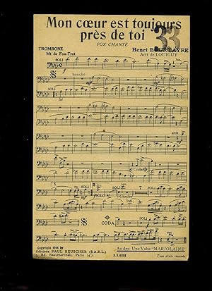 Seller image for Mon coeur est toujours prs de toi (Fox Chant) | Marjolaine (Valse) [Musicians Vintage French Sheet Music for the Trombone] for sale by Little Stour Books PBFA Member