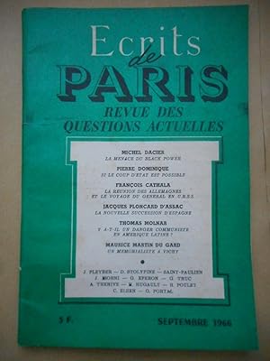 Imagen del vendedor de Ecrits de Paris - Revue des questions actuelles - N. 251 - septembre 1966 a la venta por Frederic Delbos