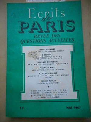 Immagine del venditore per Ecrits de Paris - Revue des questions actuelles - N. 259 - mai 1967 venduto da Frederic Delbos