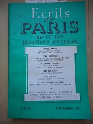 Bild des Verkufers fr Ecrits de Paris - Revue des questions actuelles - N. 229 - septembre 1964 zum Verkauf von Frederic Delbos