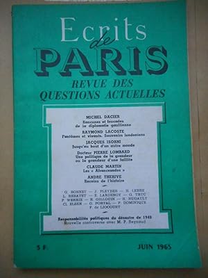 Imagen del vendedor de Ecrits de Paris - Revue des questions actuelles - N. 238 - juin 1965 a la venta por Frederic Delbos