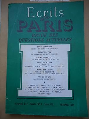 Bild des Verkufers fr Ecrits de Paris - Revue des questions actuelles - N. 361 - septembre 1976 zum Verkauf von Frederic Delbos