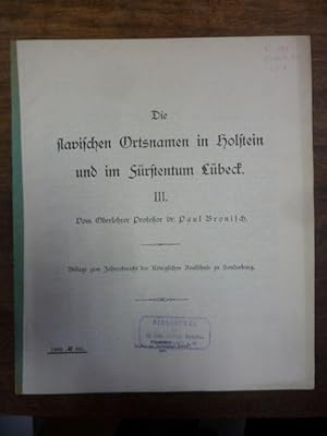 Die slawischen Ortsnamen in Holstein und im Fürstentum Lübeck - Teil III, Beilage zum Jahresberic...