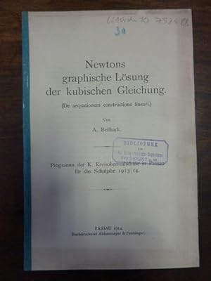 Newtons graphische Lösung der kubischen Gleichung - De aequationum constructione lineari, Program...