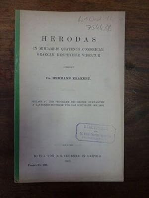 Imagen del vendedor de Herodas in mimiambis quatenus comoediam graecam respexisse videatur, Jahresbericht / Gymnasium Tauberbischofsheim 1901/02, Beilage, a la venta por Antiquariat Orban & Streu GbR