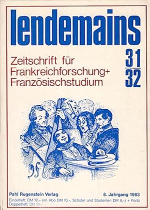 Image du vendeur pour lendemains : Zeitschrift fr Frankreichforschung + Franzsischstudium; 8. Jahrgang 1983, Heft 31/32. Schwerpunkt: Musik in Paris/ Stendhal mis en vente par Schrmann und Kiewning GbR