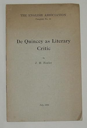 Immagine del venditore per De Quincey as Literary Critic venduto da David Bunnett Books