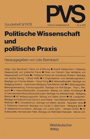 Seller image for Politische Wissenschaft und politische Praxis (Politische Vierteljahresschrift) Sonderheft 9/178 for sale by Versandantiquariat Felix Mcke