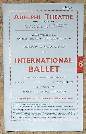 International Ballet Sept 21st1944 programme "Carnaval" "Danses Espagnoles" "Dances from Igor" an...