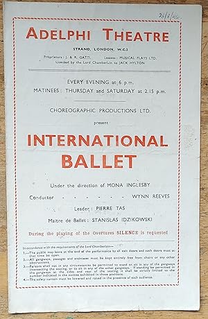 International Ballet Aug 28th 1944 programme "Les Sylphides" "Dances from Prince Igor" "Danses Es...