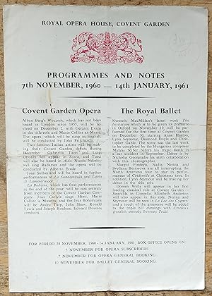 Programmes And Notes 7th November, 1960 - 14th January, 1961