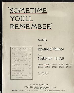 Image du vendeur pour Sometime You'll Remember (song) mis en vente par Shore Books