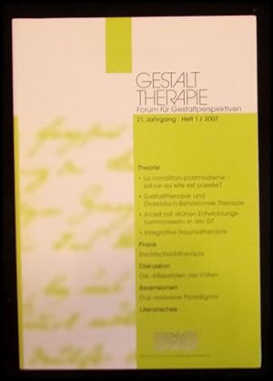 Bild des Verkufers fr Gestalttherapie. Forum fr Gestaltperspektiven 21. Jahrgang. Heft 1. Dezember 2007 zum Verkauf von ANTIQUARIAT Franke BRUDDENBOOKS