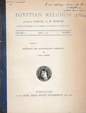 Bild des Verkufers fr Materialien zum altgyptischen Zwiebelkult. (Egyptian Religion). zum Verkauf von Librarium of The Hague