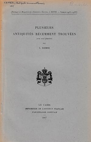 Seller image for Plusieurs antiquits rcemment trouves. (Bulletin de l'Institut d'gypte). for sale by Librarium of The Hague