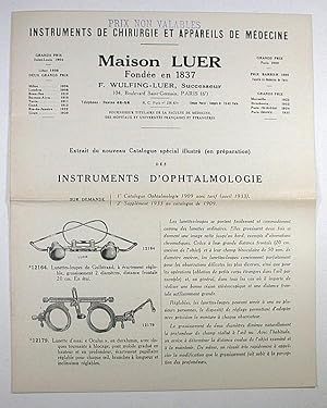 Extrait du nouveau Catalogue spécial illustré (en préparation) des Instruments d'Ophtalmologie. M...