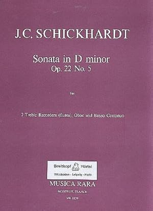 Bild des Verkufers fr Sonate d-Moll op.22,5fr 2 Altblockfloeten (Flten) : Oboe und Bc zum Verkauf von AHA-BUCH GmbH