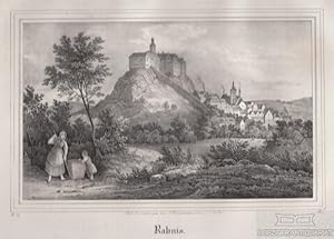 Rahnis. Original-Lithographie. Grafik mit Passepartout. aus Saxonia. Thüringen.