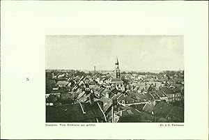 Imagen del vendedor de Baupaume. Ecole suprieure und Kirche. Faidherbe-Denkmal. Vom Kirchturm aus gesehen. Lt. d. L. Hartmann, All. Arzt Dr. Dietsche. Stereotyp-Druck nach Photographien der Angehrigen des Reservekorps. a la venta por Bcher bei den 7 Bergen